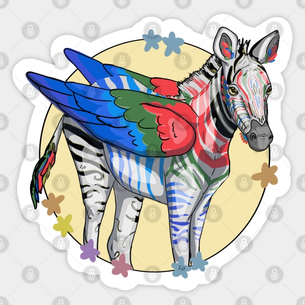 Zebra Pegasus Sticker by Xetalo